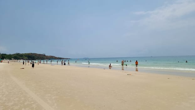 Rayong Koh Samet Thailand 27 March 2024, Chinese tourist on the beach of Koh Samet taking photos and selfies