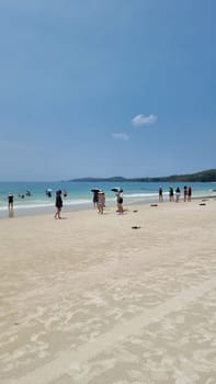 Rayong Koh Samet Thailand 27 March 2024, Chinese tourist on the beach of Koh Samet taking photos and selfies