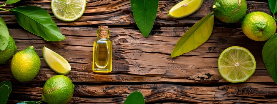bergamot essential oil in a bottle. Selective focus. Nature.