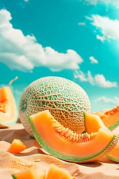 Cantaloupe melon harvest in the garden. selective focus. food.