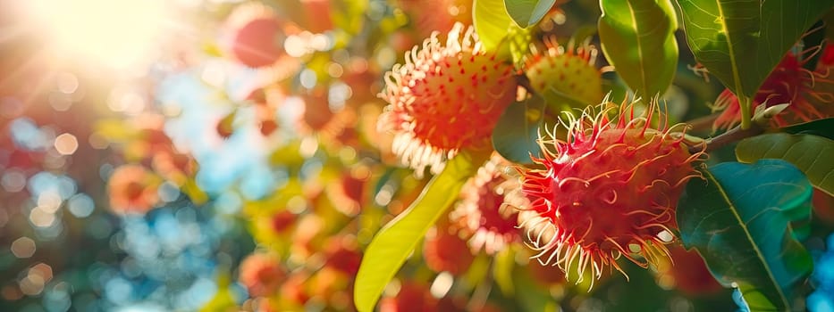 Rambutan harvest in the garden. selective focus. food.