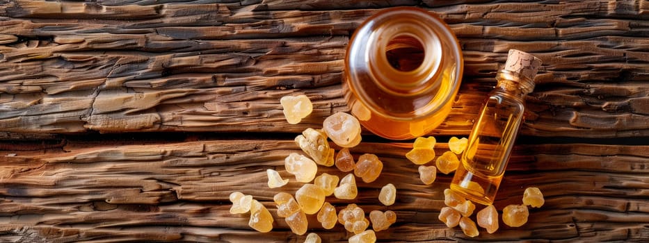 frankincense essential oil in a bottle. Selective focus. Nature.