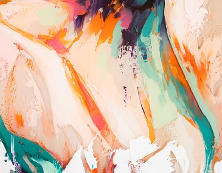 Closeup of a painting by oil and palette knife. Fragment of multicolored texture painting. Abstract art background. oil on canvas. Rough brushstrokes of paint.