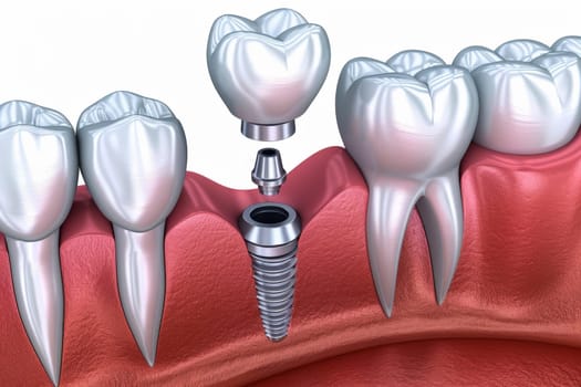 Dental Implant Procedure Implant Supported Teeth. Generative AI.