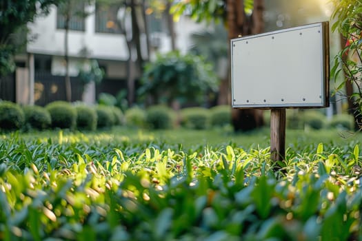 Real Estate concept. Empty sign board for rent house.