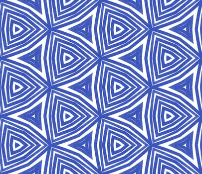 Medallion seamless pattern. Indigo symmetrical kaleidoscope background. Textile ready graceful print, swimwear fabric, wallpaper, wrapping. Watercolor medallion seamless tile.