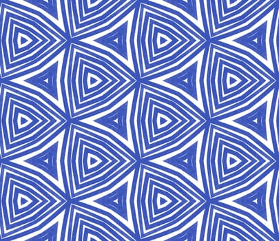 Medallion seamless pattern. Indigo symmetrical kaleidoscope background. Textile ready graceful print, swimwear fabric, wallpaper, wrapping. Watercolor medallion seamless tile.