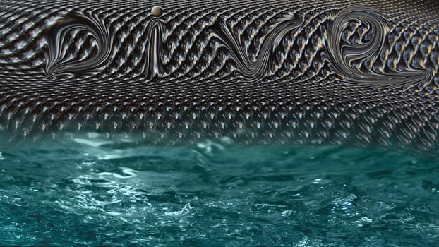 A lattice surface with the inscription "Dive" in combination with bubbling water.