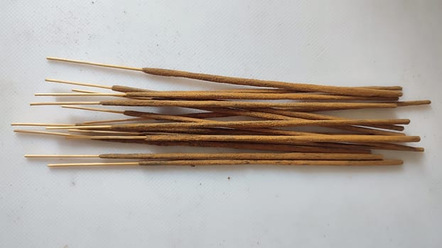 scented aromatized Indian sticks, objects for fumigating a room, religion rite of purification. High quality photo