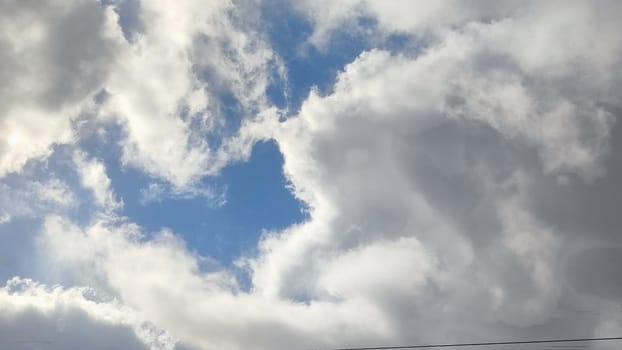 blue sky, white clouds background spring nature weather atmosphere. High quality photo