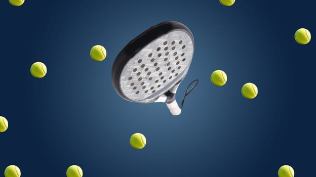 Padel racket and ball on isolated background.