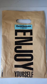 April 6, 2024 Beer Sheva Israel, cellophane bag packaging with the text Enjoy. High quality photo