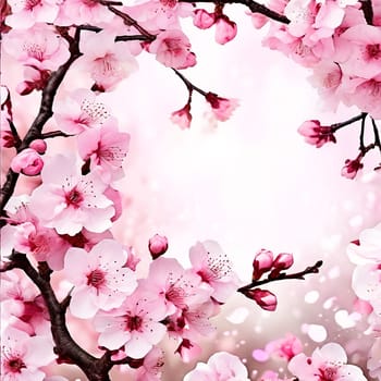 Blooming Beauty: Spring Banner with Sakura Blossom Background and Spring Flowers