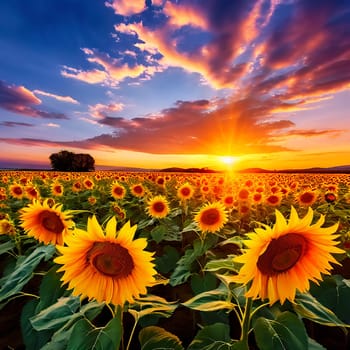Awe-Inspiring Nature Landscape of a Sunflower Field