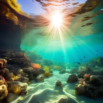 Exploring the Underwater Tropical Seabed with Reef and Sunlight