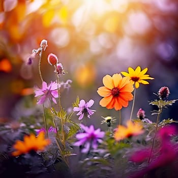 Colorful Wilderness: Captivating Wild Flowers on Nature Background, Eye-catching Website Banner