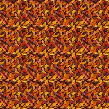 Vibrant seamless pattern of autumn leaves in red, orange, and yellow hues evoking warm, seasonal, nature-inspired design.