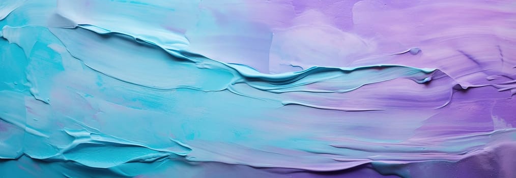 painting with large dynamic strokes of oil paint or acrylic, spring lilac turquoise palette, texture, Generated AI