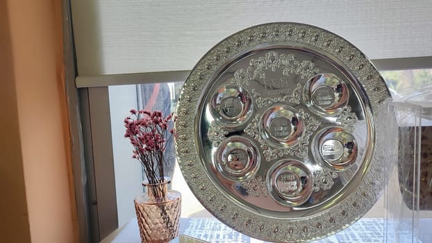 round dish, plate for the Jewish holiday of Passover. High quality photo