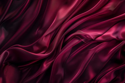 Luxurious Marsala color silk fabric draped gracefully, creating abstract elegant background with smooth texture and satin luster.
