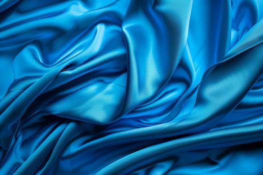 Elegant abstract blue silk texture with luxurious fabric waves and vibrant color for backgrounds and design materials