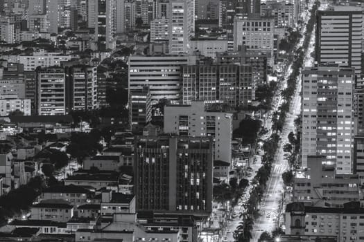 Evening shot of the skyline of Santos, SP, Brazil. April 3 2024.
