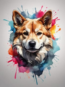The animal's face is painted in watercolor. AI generated