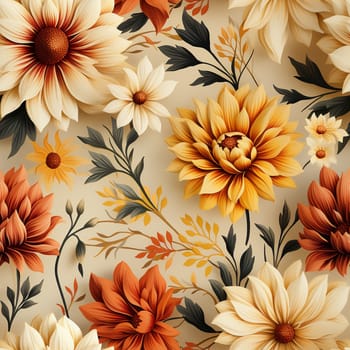 Seamless pattern tile background flowers and floral leaves plants. High quality photo