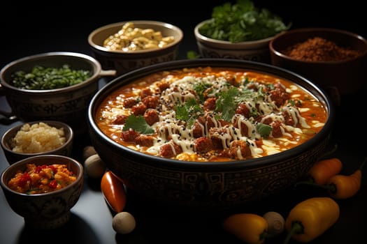 Traditional Latin American dish locro beautifully served on table