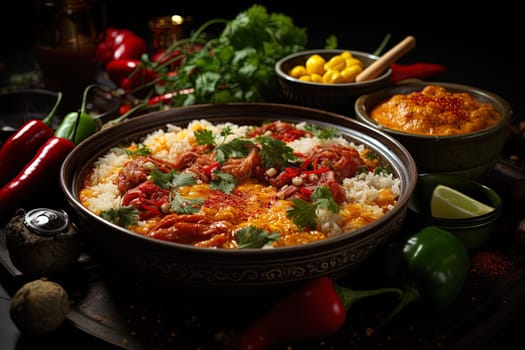 Traditional Latin American dish locro beautifully served on table