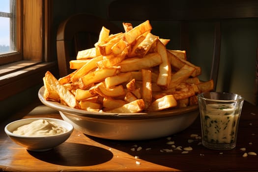 Fried potatoes served dish illustration