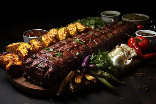 Churrasco meat dish of Latin American cuisine illustration