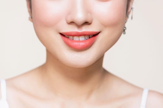 Beautiful perfect lips. Sexy mouth close up