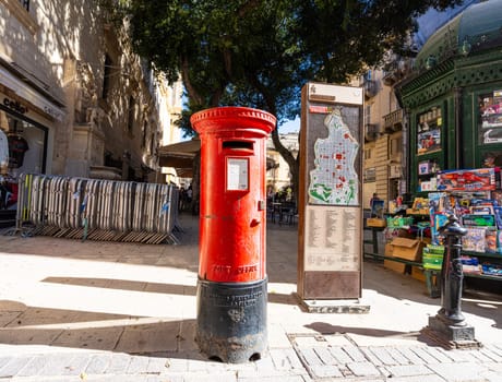 Valletta, Malta, April 03, 2024.  a characteristic letterbox in a street in the city center