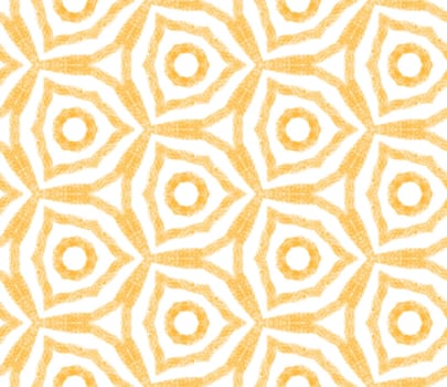 Textured stripes pattern. Yellow symmetrical kaleidoscope background. Trendy textured stripes design. Textile ready fine print, swimwear fabric, wallpaper, wrapping.