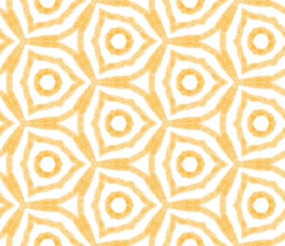 Textured stripes pattern. Yellow symmetrical kaleidoscope background. Trendy textured stripes design. Textile ready fine print, swimwear fabric, wallpaper, wrapping.