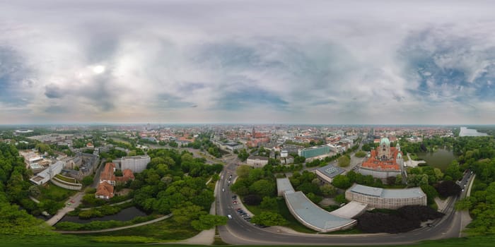 Panoramic view of Hanover, Germany. A birds eye view of the city