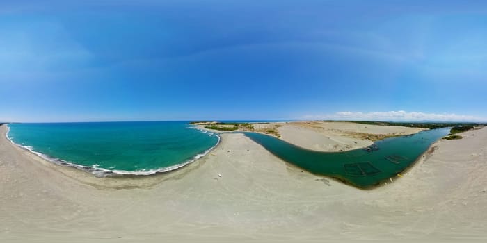 Beautiful sea landscape beach with turquoise water. Ilocos Norte, Philippines. VR 360.