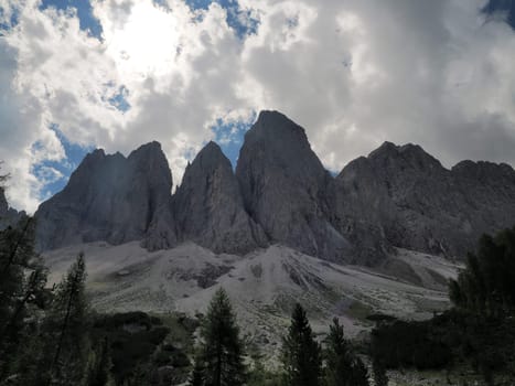 dolomites mountains badia valley view panorama landscape