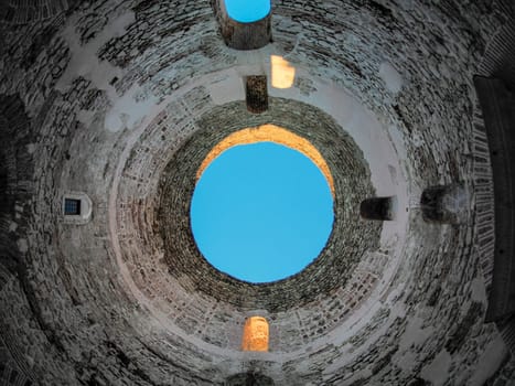 Split croatia, old town palace of the Roman Emperor Diocletian at sunset