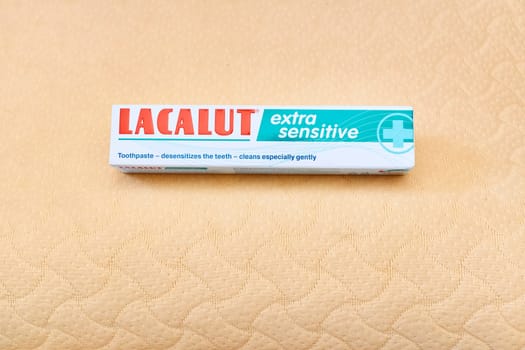 a paste used on a toothbrush for cleaning the teet