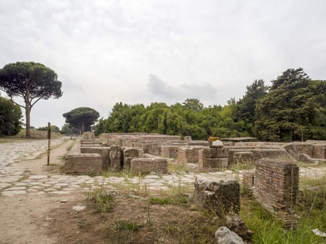 old ancient ostia archeological site ruins