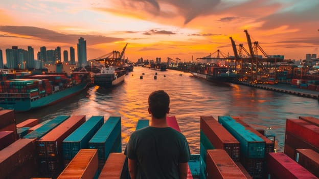 A man standing on a dock looking at the water