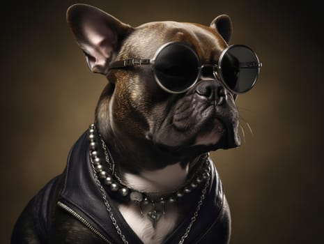 Stylish Boxer Dog Breed In Cool Jacket And Jewelry