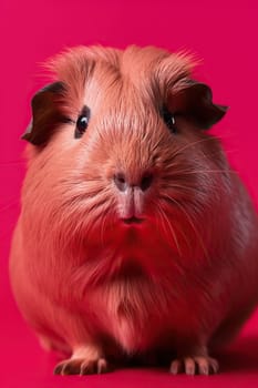 Charming Guinea Pig Against A Deep Red Background