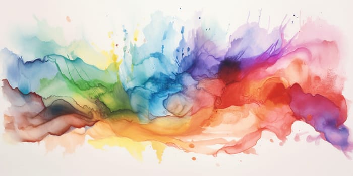 Watercolor Splashes And Drops Painted On A White Background
