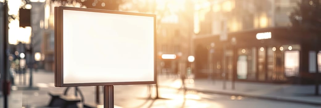 A white billboard sits on a concrete wall with a bench underneath it by AI generated image.