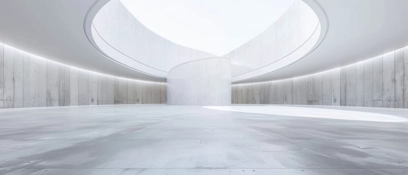 A large, empty room with a white ceiling and walls by AI generated image.