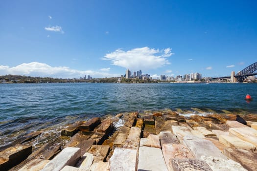 SYDNEY, AUSTRALIA - DECEMBER 03, 2023: The Barangaroo Reserve area and Marrinawi Cove near The Rocks in Sydney, New South Wales, Australia.