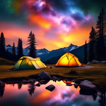 Galactic Camping: Adventurous Nights in the Mountains under the Milky Way